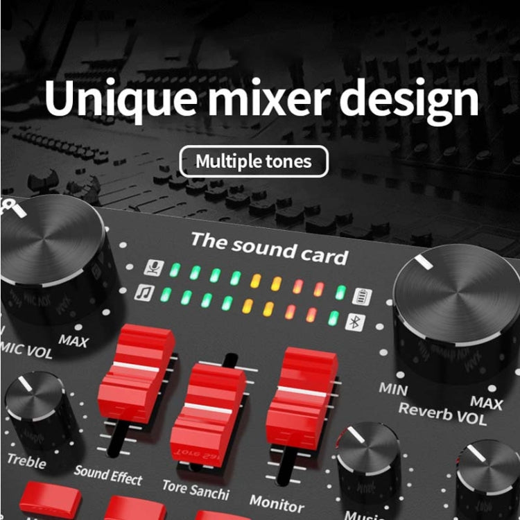 V8S Sound Card Mobile Phone Computer Anchor Live K Song Recording Microphone, English Version, V8S + Golden Net BM700 Set, V8S + Black Bet BM700 Set