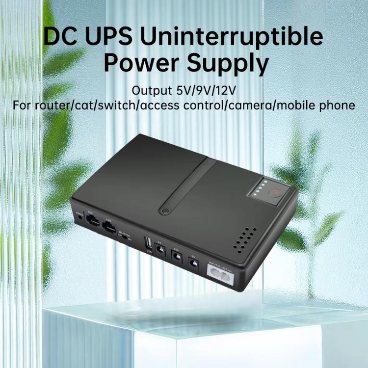 Uninterruptible Power Supply with DC Output 5V/9V/12V for Router, Modem, Security Camera, Mobile Phone, EU Plug, US Plug