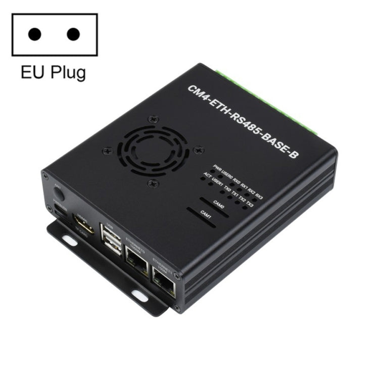 Waveshare Dual ETH Mini-Computer for Raspberry Pi CM4, Gigabit Ethernet, 4CH Isolated RS485 EU Plug