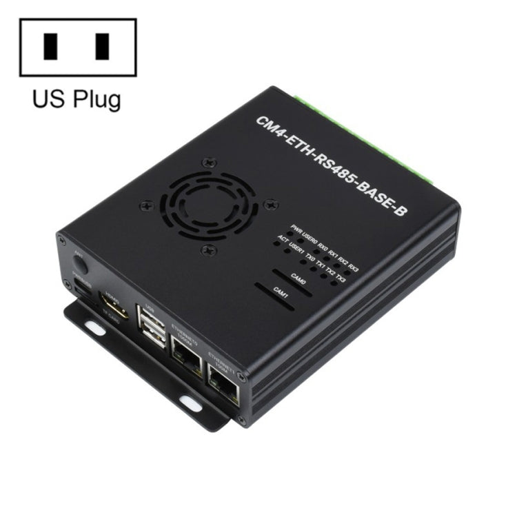 Waveshare Dual ETH Mini-Computer for Raspberry Pi CM4, Gigabit Ethernet, 4CH Isolated RS485 US Plug