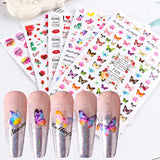 10pcs 3D Adhesive Butterfly Retro Rose Color Nail Art Sticker