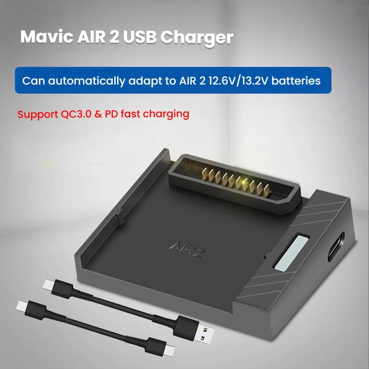 For DJI Air 2/Air 2S Battery Charger with QC3.0 & PD Fast Charge Auto-Smart Compatible Charging, Fast Charge