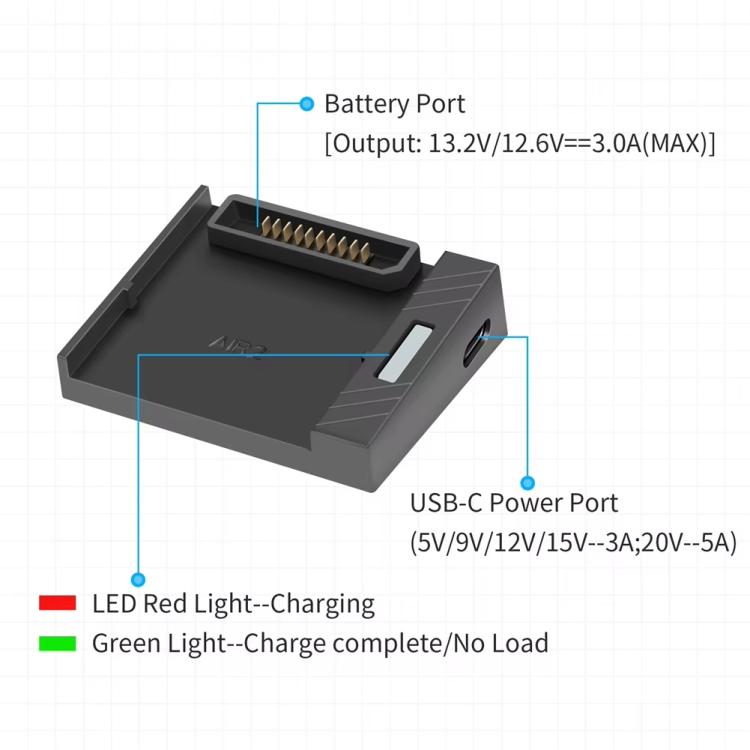 For DJI Air 2/Air 2S Battery Charger with QC3.0 & PD Fast Charge Auto-Smart Compatible Charging, Fast Charge