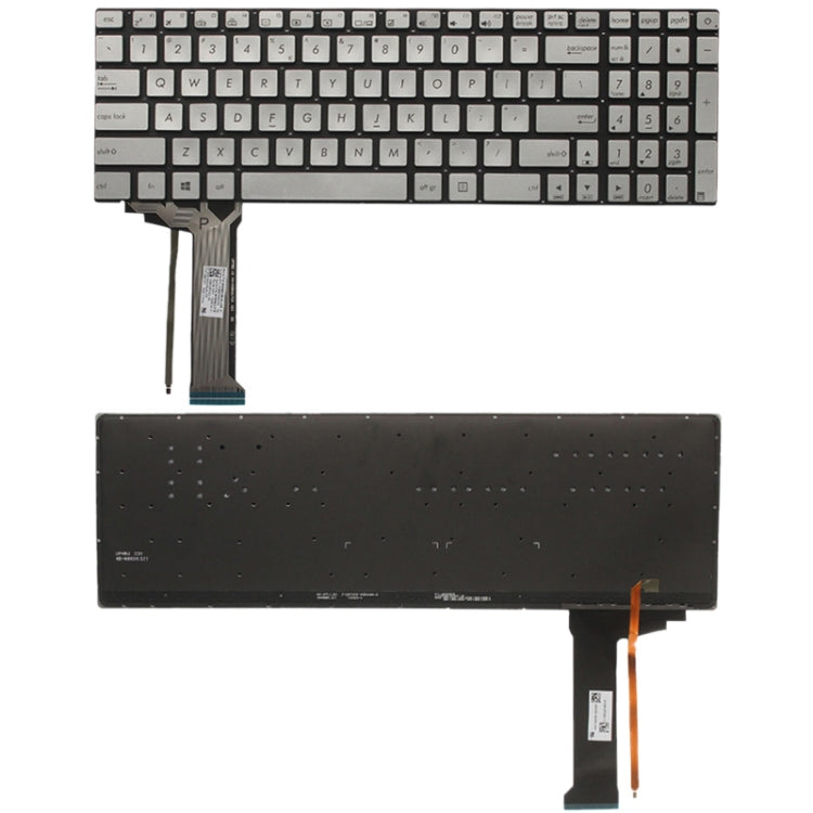 US Keyboard with Backlight for Asus GL551 GL551J GL551JK GL551JM GL551JW GL551JX G552 G552V G552VW G552VX FZ50JX GL752VW GL742VW, For Asus GL551 Silver (US), For Asus GL551 (US) For Asus GL551 Silver (US) Silver