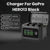 SYMIK Battery Charger For GoPro HERO13 Black Charging Hub Portable Power Manager With 1.47-Inch LCD Screen, For GoPro HERO13