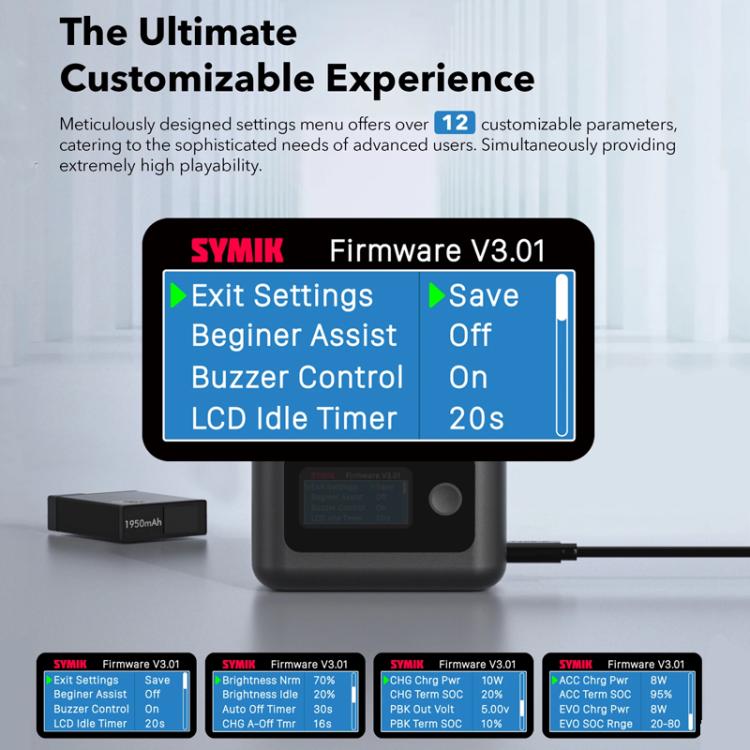 SYMIK Battery Charger For GoPro HERO13 Black Charging Hub Portable Power Manager With 1.47-Inch LCD Screen, For GoPro HERO13