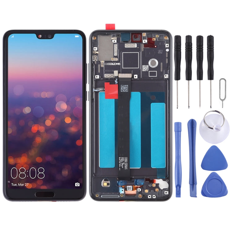 LCD Screen and Digitizer Full Assembly with Frame for Huawei P20, For Huawei P20 For Huawei P20 Black