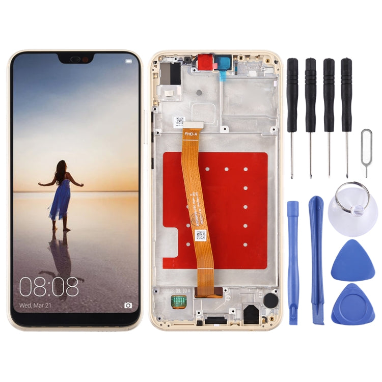 LCD Screen and Digitizer Full Assembly with Frame for Huawei P20 Lite / Nova 3e, For Huawei P20 Lite / Nova 3e For Huawei P20 Lite Nova 3e Gold