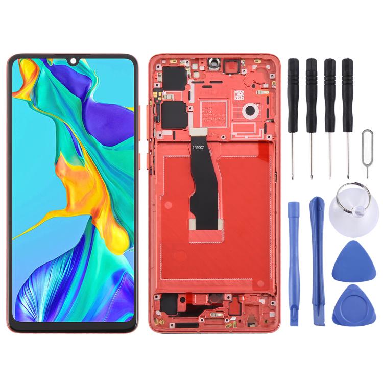 For Huawei P30 TFT LCD Screen Digitizer Full Assembly with Frame, Not Supporting Fingerprint Identification, For Huawei P30 (TFT) For Huawei P30 (TFT) Red