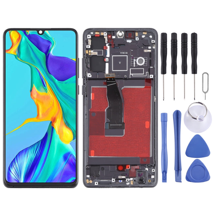 LCD Screen and Digitizer Full Assembly With Frame for Huawei P30, For Huawei P30, For Huawei P30 (Breathing Crystal) For Huawei P30 Black