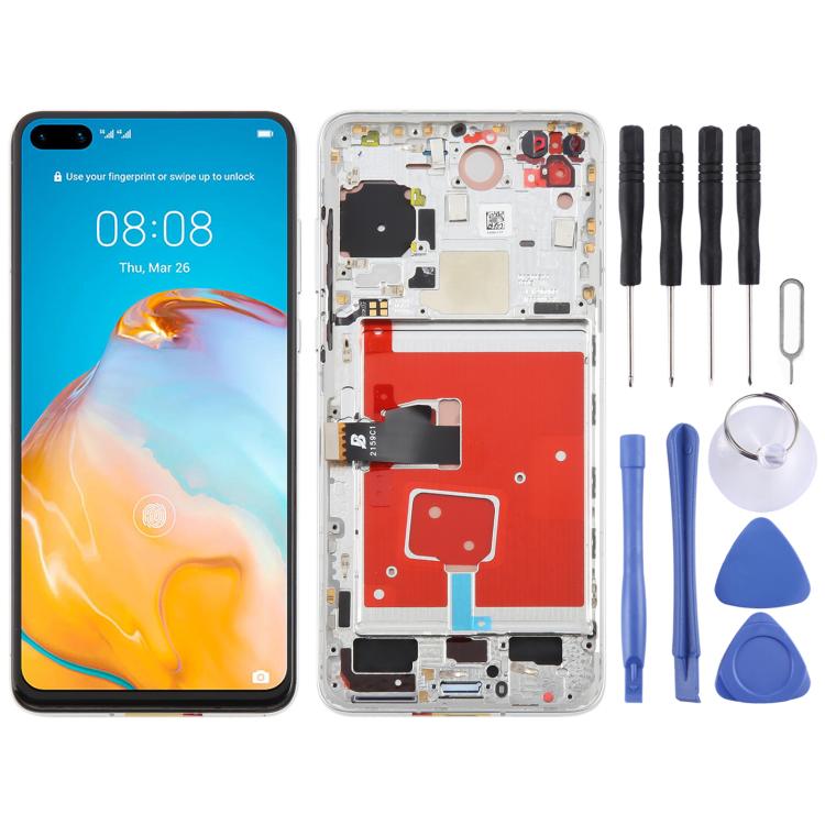 For Huawei P40 TFT LCD Screen Digitizer Full Assembly with Frame, Not Supporting Fingerprint Identification, For Huawei P40 (TFT) For Huawei P40 (TFT) Silver