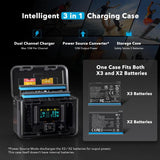 SYMIK Battery Charger For Insta360 X3 / ONE X2 Two Way Charging Case With 0.96-Inch OLED Screen, For Insta360 X3 / ONE X2