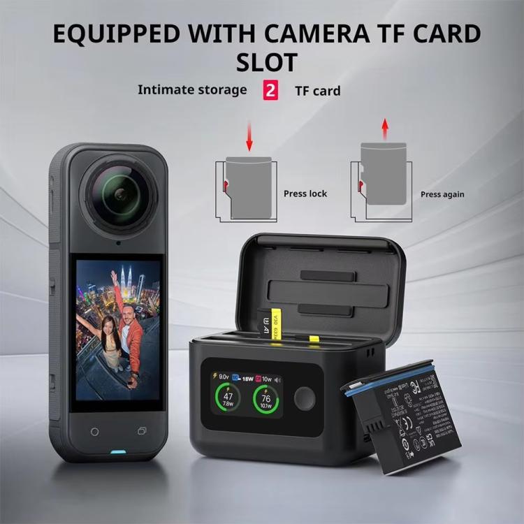 SYMIK Battery Charger Hub For Insta360 X5 Charging Station Portable Power Manager With 1.47-Inch LCD Screen, For Insta360 X5