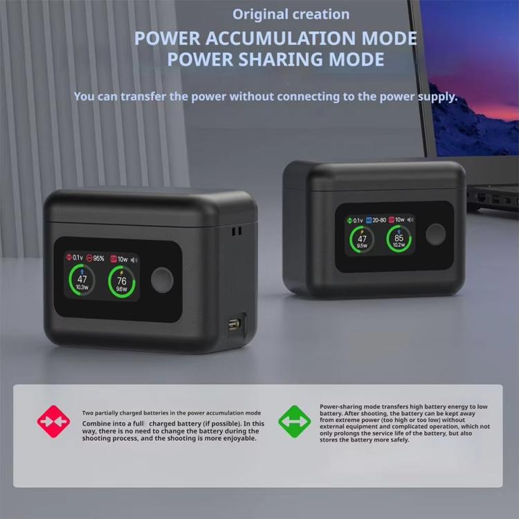 SYMIK Battery Charger Hub For Insta360 X5 Charging Station Portable Power Manager With 1.47-Inch LCD Screen, For Insta360 X5