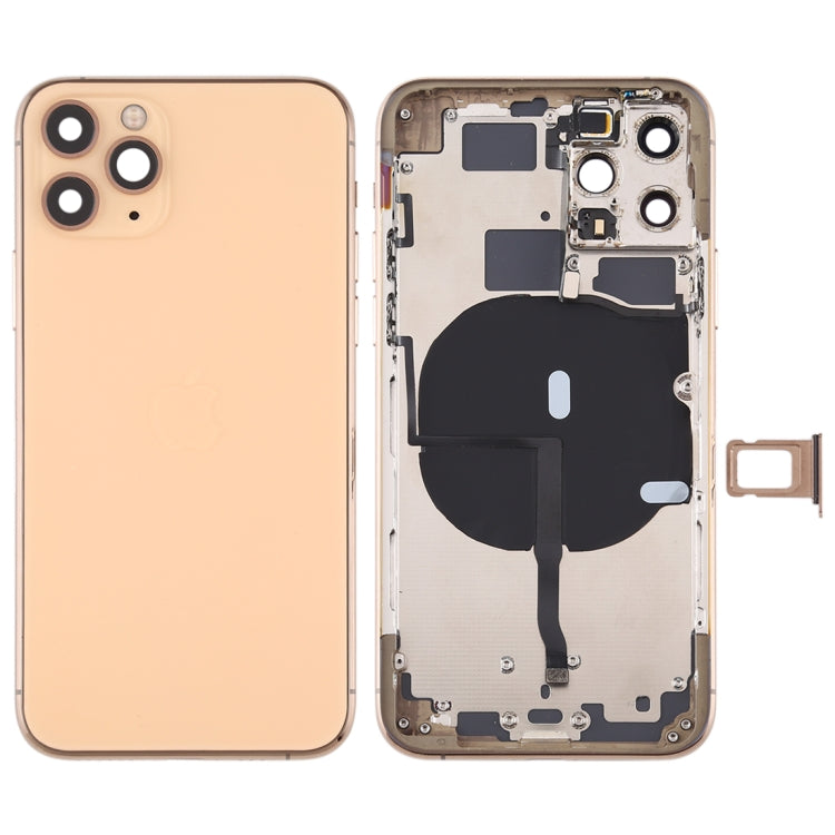 Battery Back Cover (with Side Keys & Card Tray & Power + Volume Flex Cable & Wireless Charging Module) for iPhone 11 Pro, For ip11 Pro, For iPhone 11 Pro, For iPhone11 Pro For ip11 Pro Gold