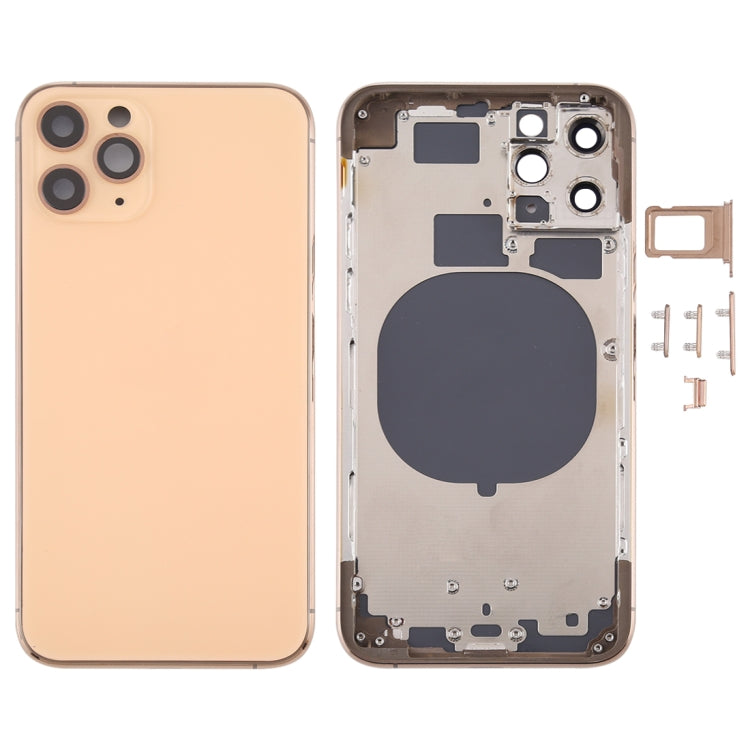 Back Housing Cover with SIM Card Tray & Side keys & Camera Lens for iPhone 11 Pro, For iPhone 11 Pro (Camera Lens), For iPhone 11 Pro (with Camera Lens) For iPhone 11 Pro (with Camera Lens) Gold
