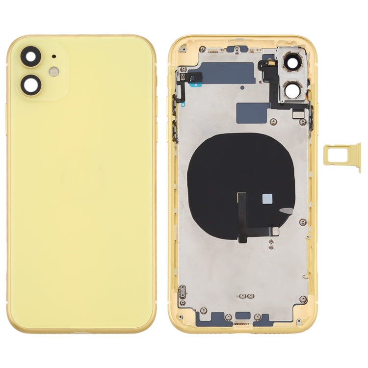 Battery Back Cover (with Side Keys & Card Tray & Power + Volume Flex Cable & Wireless Charging Module) for iPhone 11, For iPhone 11 For iPhone 11 Yellow