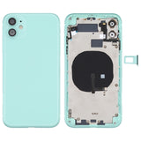 Battery Back Cover (with Side Keys & Card Tray & Power + Volume Flex Cable & Wireless Charging Module) for iPhone 11, For iPhone 11 For iPhone 11 Green