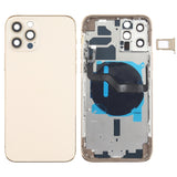 Battery Back Cover (with Side Keys & Card Tray & Power + Volume Flex Cable & Wireless Charging Module) for iPhone 12 Pro, For iPhone 12 Pro For iPhone 12 Pro Gold