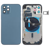 Battery Back Cover (with Side Keys & Card Tray & Power + Volume Flex Cable & Wireless Charging Module) for iPhone 12 Pro, For iPhone 12 Pro For iPhone 12 Pro Blue