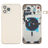 Battery Back Cover (with Side Keys & Card Tray & Power + Volume Flex Cable & Wireless Charging Module) for iPhone 12 Pro Max, For iPhone 12 Pro Max For iPhone 12 Pro Max Gold