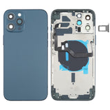 Battery Back Cover (with Side Keys & Card Tray & Power + Volume Flex Cable & Wireless Charging Module) for iPhone 12 Pro Max, For iPhone 12 Pro Max For iPhone 12 Pro Max Blue