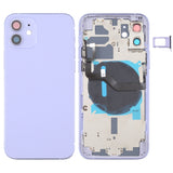 Battery Back Cover (with Side Keys & Card Tray & Power + Volume Flex Cable & Wireless Charging Module) for iPhone 12, For iPhone 12 For iPhone 12 Purple