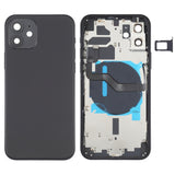 Battery Back Cover (with Side Keys & Card Tray & Power + Volume Flex Cable & Wireless Charging Module) for iPhone 12, For iPhone 12 For iPhone 12 Black