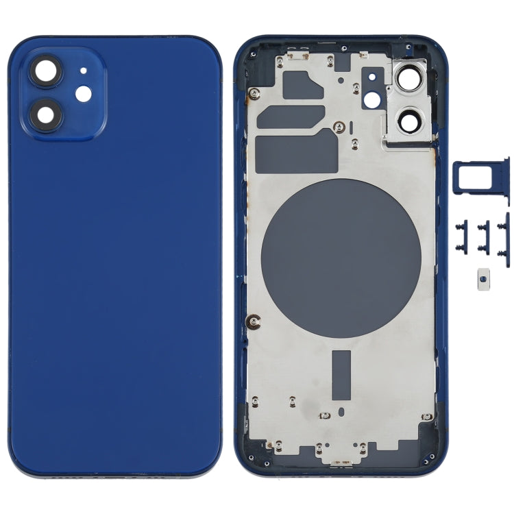 Back Housing Cover with SIM Card Tray & Side Keys & Camera Lens for iPhone 12(White), For iPhone 12(with SIM Card Tray), For iPhone 12(with Card Tray), Back Housing Cover for 12 For iPhone 12(with SIM Card Tray) Blue