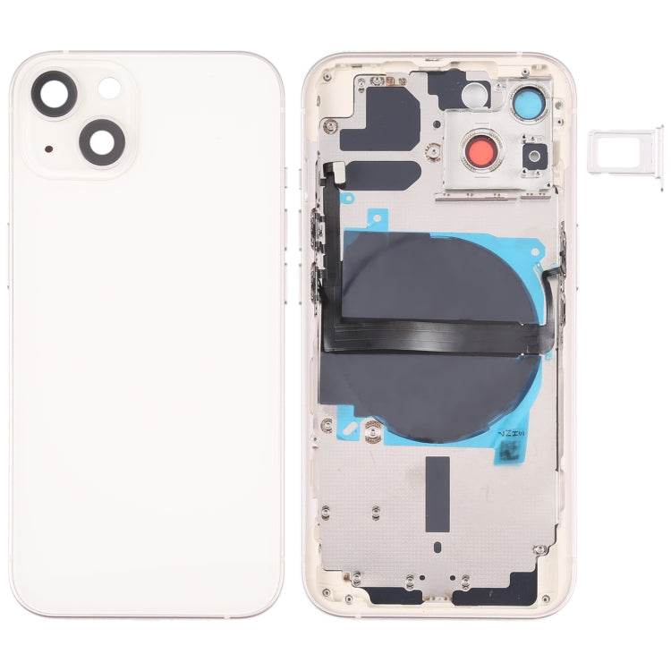 For iPhone 13 Battery Back Cover with Side Keys & Card Tray & Power + Volume Flex Cable & Wireless Charging Module, For iPhone 13 (Assembly) For iPhone 13 (Assembly) White