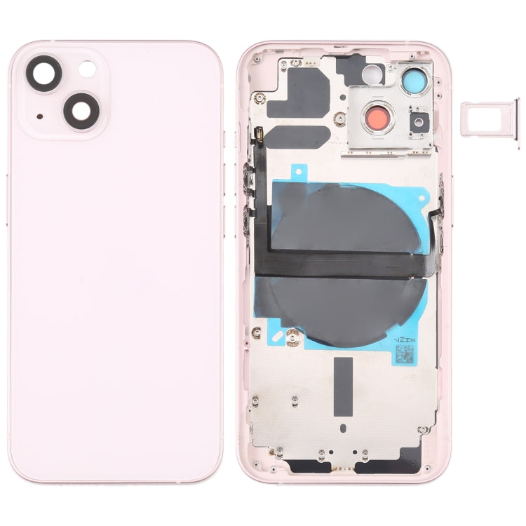 For iPhone 13 Battery Back Cover with Side Keys & Card Tray & Power + Volume Flex Cable & Wireless Charging Module, For iPhone 13 (Assembly) For iPhone 13 (Assembly) Pink