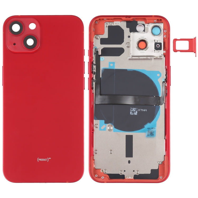 For iPhone 13 Battery Back Cover with Side Keys & Card Tray & Power + Volume Flex Cable & Wireless Charging Module, For iPhone 13 (Assembly) For iPhone 13 (Assembly) Red
