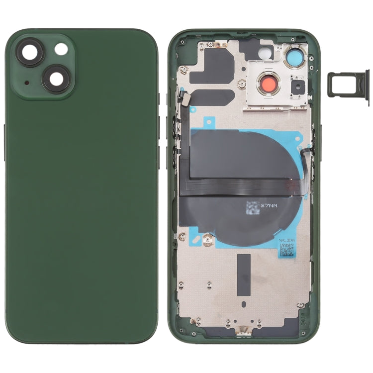 For iPhone 13 Battery Back Cover with Side Keys & Card Tray & Power + Volume Flex Cable & Wireless Charging Module, For iPhone 13 (Assembly) For iPhone 13 (Assembly) Green