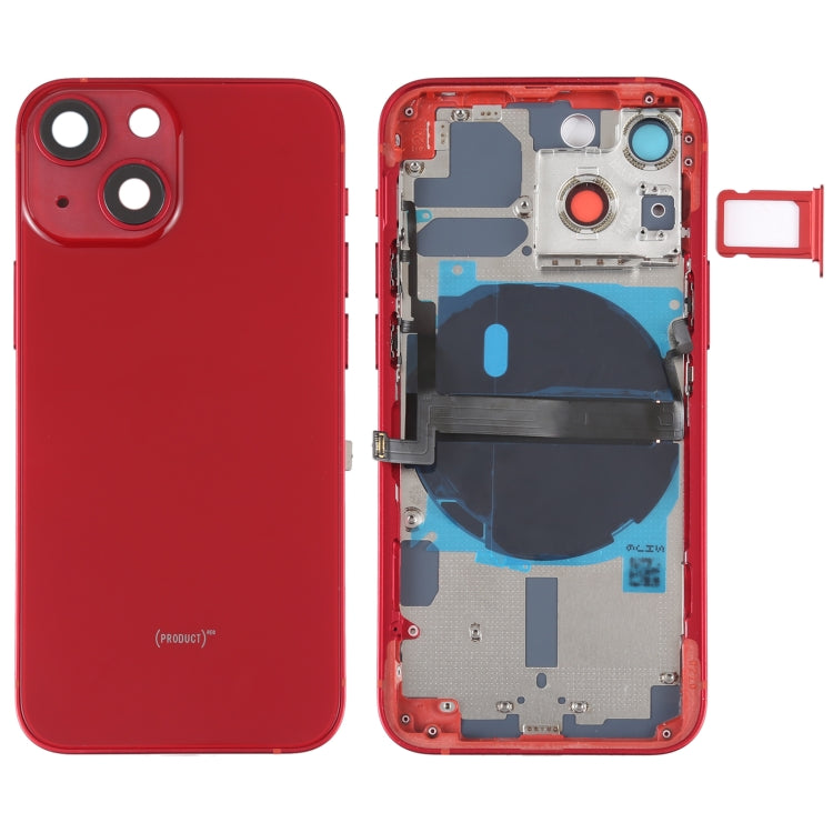 For iPhone 13 mini Battery Back Cover with Side Keys & Card Tray & Power + Volume Flex Cable & Wireless Charging Module, For iPhone 13 mini (Assembly) For iPhone 13 mini (Assembly) Red