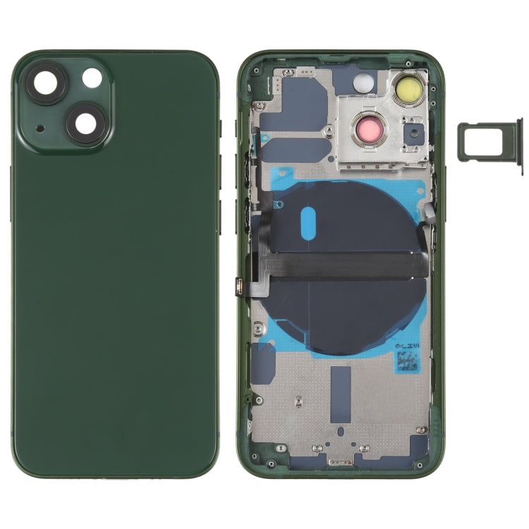 For iPhone 13 mini Battery Back Cover with Side Keys & Card Tray & Power + Volume Flex Cable & Wireless Charging Module, For iPhone 13 mini (Assembly) For iPhone 13 mini (Assembly) Green