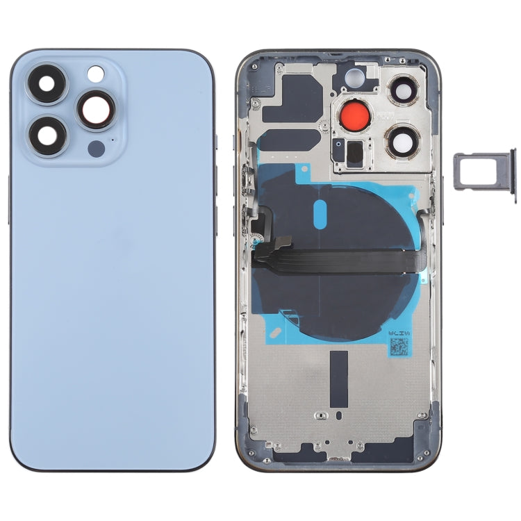 For iPhone 13 Pro Battery Back Cover with Side Keys & Card Tray & Power + Volume Flex Cable & Wireless Charging Module, For iPhone 13 Pro(Assembly) For iPhone 13 Pro(Assembly) Blue