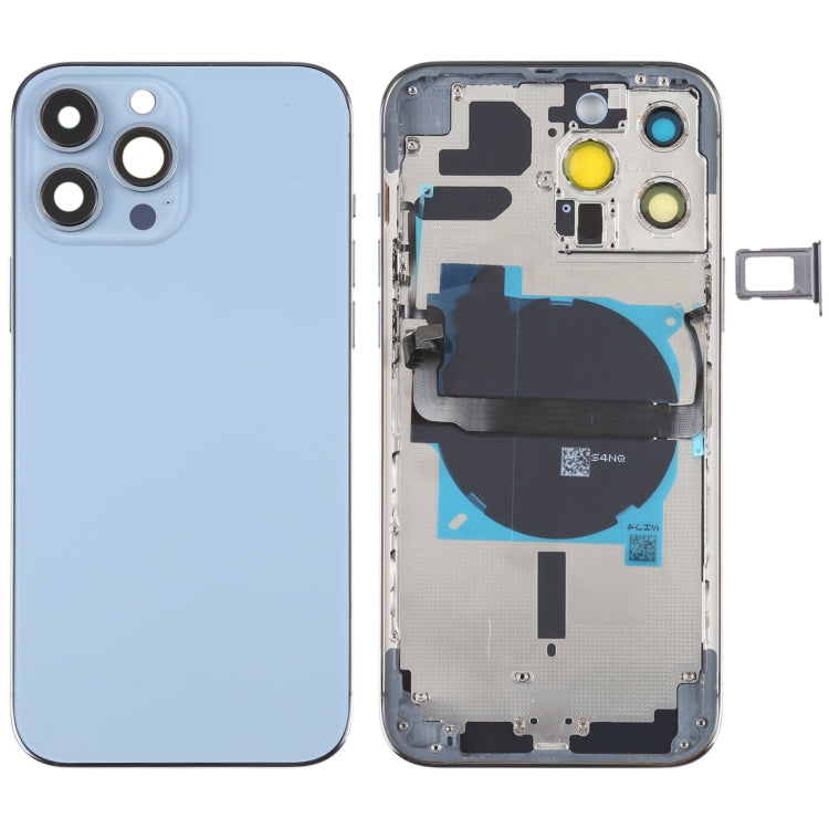 For iPhone 13 Pro Max Battery Back Cover with Side Keys & Card Tray & Power + Volume Flex Cable & Wireless Charging Module, For iPhone 13 Pro Max(Assembly) For iPhone 13 Pro Max(Assembly) Blue
