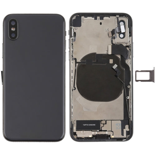 Battery Back Cover Assembly with Side Keys & Vibrator & Speaker Ringer Buzzer & Power Button + Volume Button Flex Cable & Card Tray & Battery Adhesive for iPhone X, For iPhone X For iPhone X Black