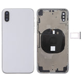 Battery Back Cover Assembly with Side Keys & Wireless Charging Module & Volume Button Flex Cable & Card Tray for iPhone X, For iPhone X (Charging Module), For iPhone X (Full Assembly) For iPhone X (Full Assembly) White