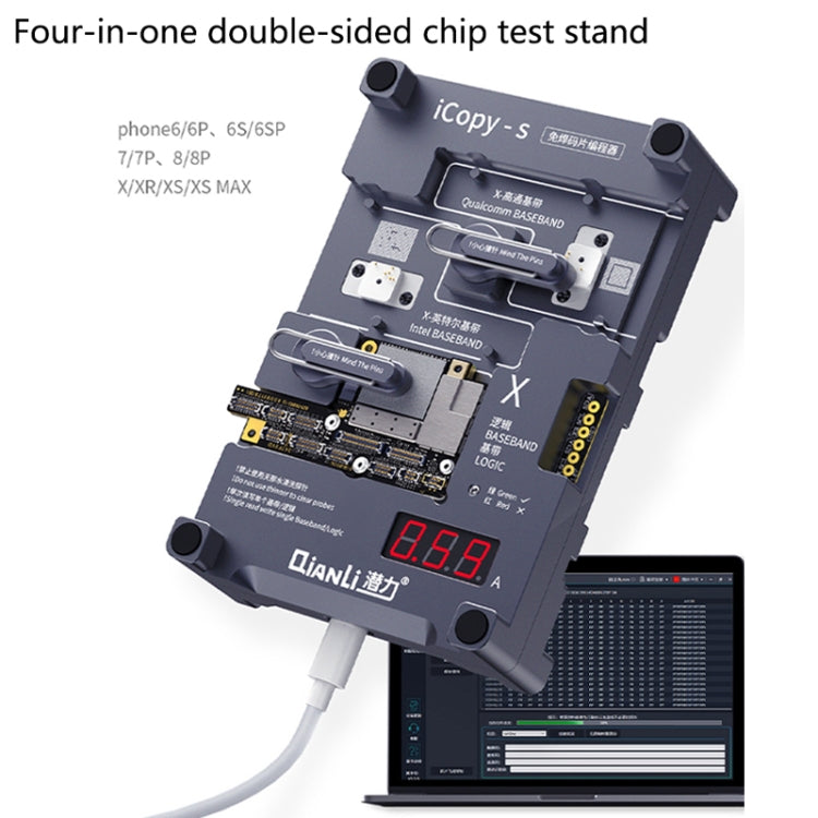 Qianli iCopy-S Double Sided Chip Test Stand 4 in1 Logic Baseband EEPROM Chip Non-removal For iPhone X / XS / XR / XS Max, For iPhone X / XS / XR / XS Max