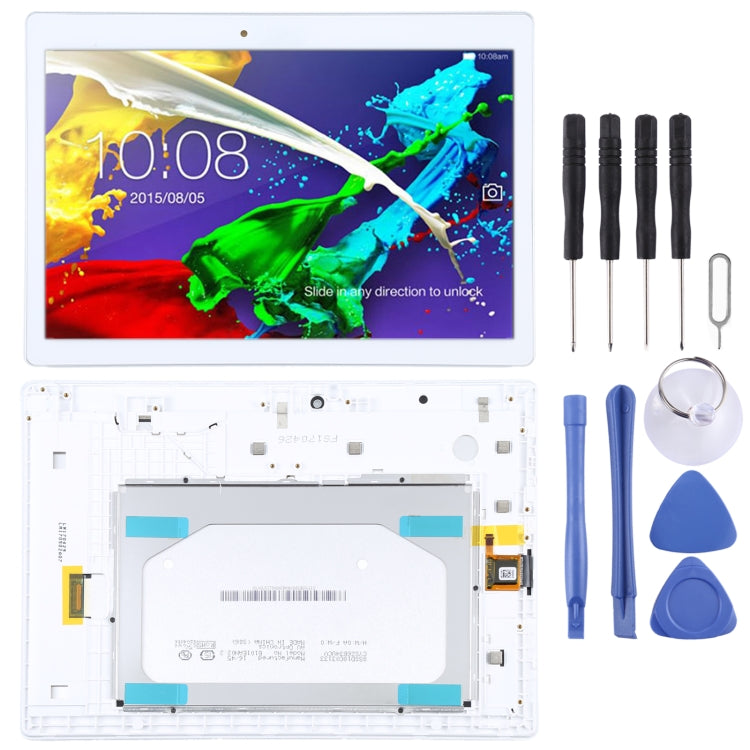 LCD Screen and Digitizer Full Assembly with Frame for Lenovo Tab 2 A10-30 YT3-X30, For Lenovo Tab 2 A10-30 For Lenovo Tab 2 A10-30 White