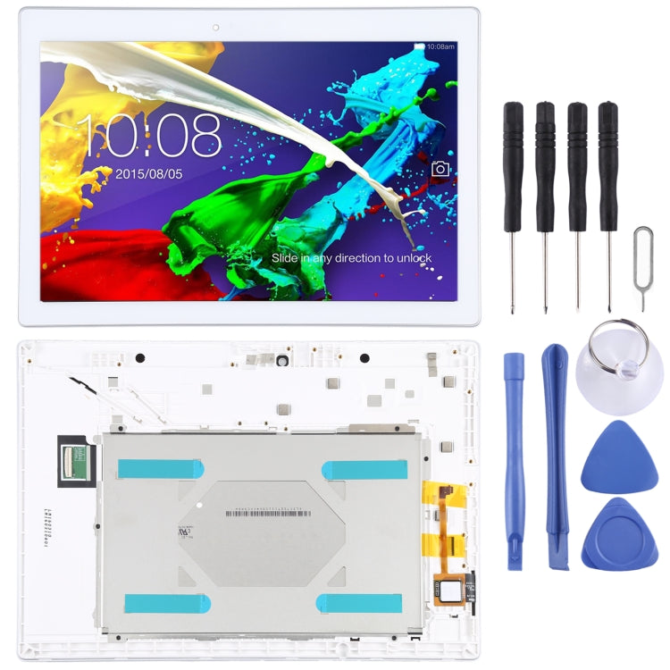LCD Screen and Digitizer Full Assembly with Frame for Lenovo Tab 2 A10-70 A10-70F A10-70L, For Lenovo Tab 2 A10-70 For Lenovo Tab 2 A10-70 White