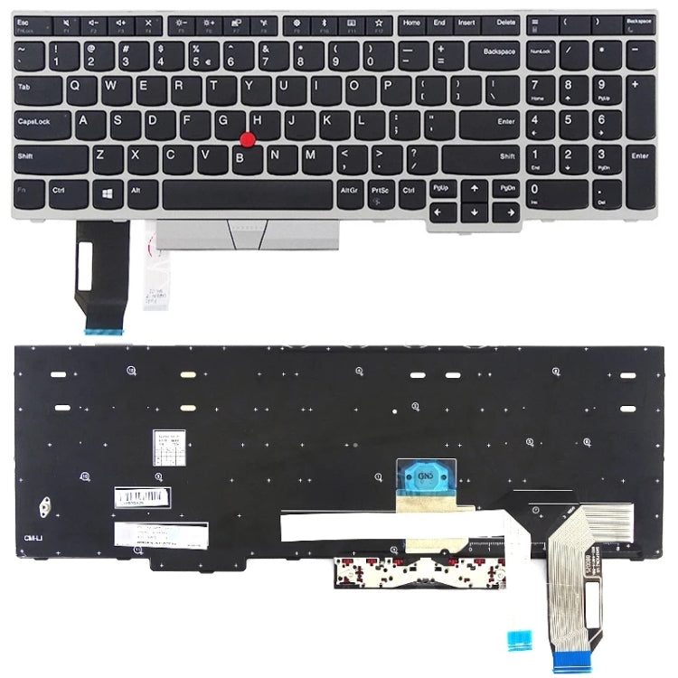 US Version Keyboard for Lenovo Thinkpad E580 E585 E590 E595 T590 P53S L580 L590 P52 P72 P53 P73, For Lenovo Thinkpad E580 (Black), For Lenovo Thinkpad E580 (Silver) For Lenovo Thinkpad E580 (Silver) Silver
