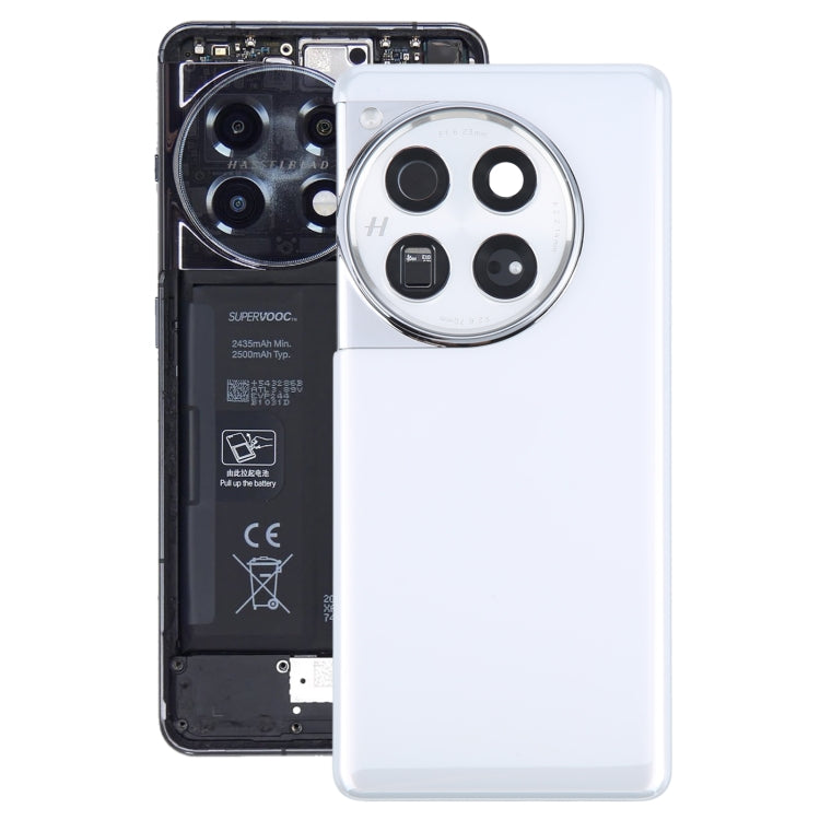 For OnePlus 12 PJD110 CPH2573 CPH2581 Original Glass Battery Back Cover with Camera Lens, For OnePlus 12(Original with Camera Lens) For OnePlus 12(Original with Camera Lens) White