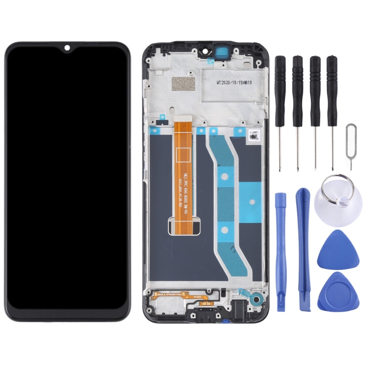 Original LCD Screen and Digitizer Full Assembly With Frame for OPPO Realme C15 RMX2180(Qualcomm Version), For OPPO Realme C15 (Qualcomm)