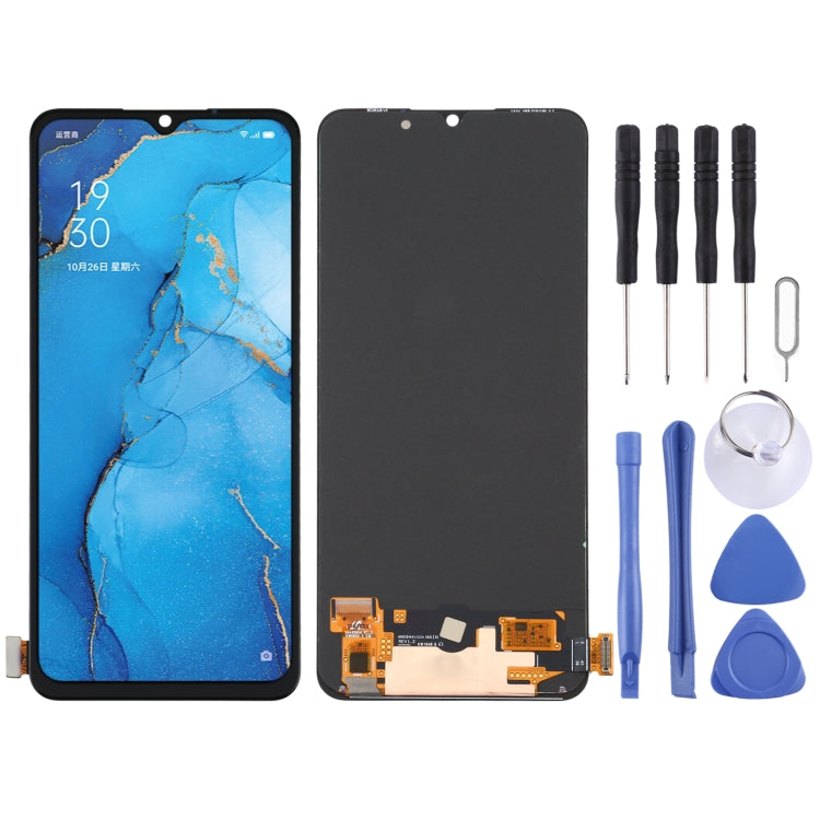 Original AMOLED Material LCD Screen and Digitizer Full Assembly for OPPO Reno3 CPH2043 / A91/ PCPM00 / CPH2001 / CPH2021 / F15 / CPH2001 / Find X2 Lite / CPH2005 / K7 5G / F17 CPH2095 , For OPPO Reno3 For OPPO Reno3