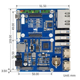 Waveshare Compute Module Dual Gigabit Ethernet Base Board for Raspberry Pi CM4, For Raspberry Pi CM4