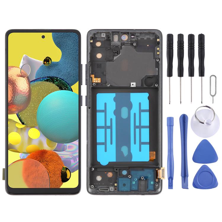 For Samsung Galaxy A51 5G SM-A516 6.43 inch OLED LCD Screen Digitizer Full Assembly with Frame, For Samsung Galaxy A51 5G 6.43 inch For Samsung Galaxy A51 5G 6.43 inch Black