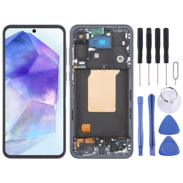 For Samsung Galaxy A55 SM-A556B Original LCD Screen Digitizer Full Assembly with Frame, For Samsung Galaxy A55(Original) For Samsung Galaxy A55(Original) Blue