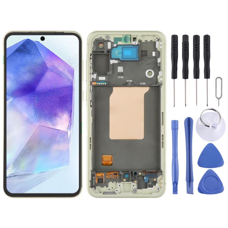 For Samsung Galaxy A55 SM-A556B Original LCD Screen Digitizer Full Assembly with Frame, For Samsung Galaxy A55(Original) For Samsung Galaxy A55(Original) Light Green
